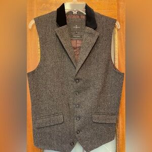 Jeff Banks London Men Wool Blend Charcoal Grey Button Up Vest-38